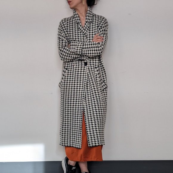 ZARA Black & White Jersey Knit Coat - Picture 3 of 16